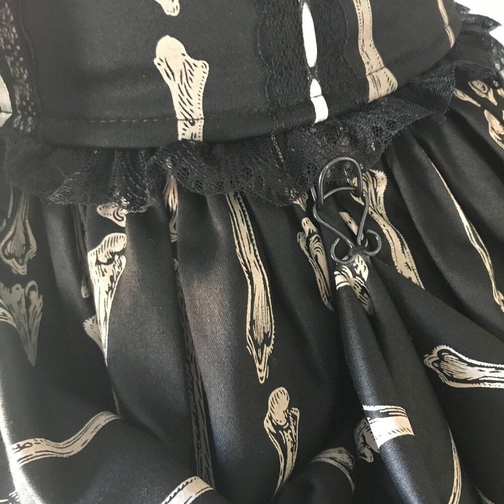 Vintage Lip Service Lolita Bones Gothic Victorian EGL Black Bustle Skirt - Picture 10 of 13